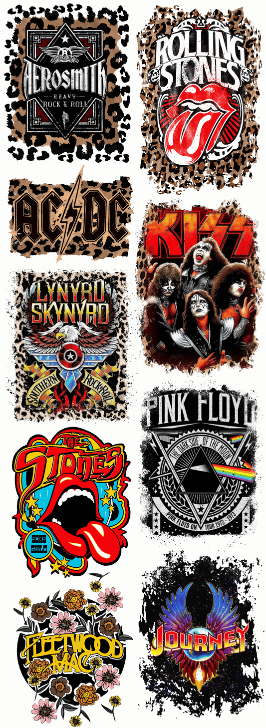 Rock Bands Gang Sheet Backroad Graphx Best DTF Transfers Near Me UVDTF Stickers decals embroidery swag heat transfers direct to film