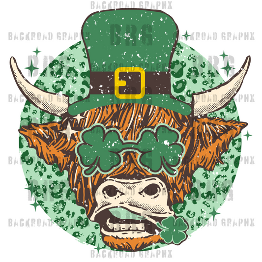 St Patricks Green Clovers Cow Transfer Backroad Graphx Best DTF Transfers Near Me UVDTF Stickers decals embroidery swag heat transfers direct to film