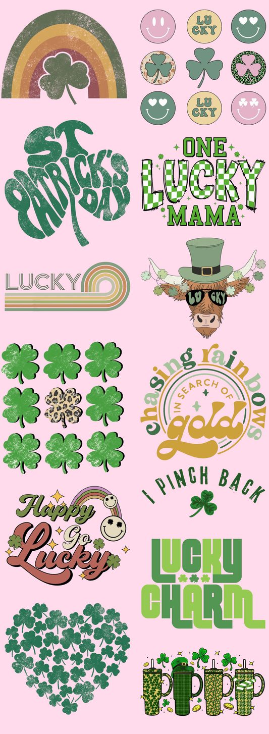 St Patrick's Pre-made Gangsheet Backroad Graphx Best DTF Transfers Near Me UVDTF Stickers decals embroidery swag heat transfers direct to film