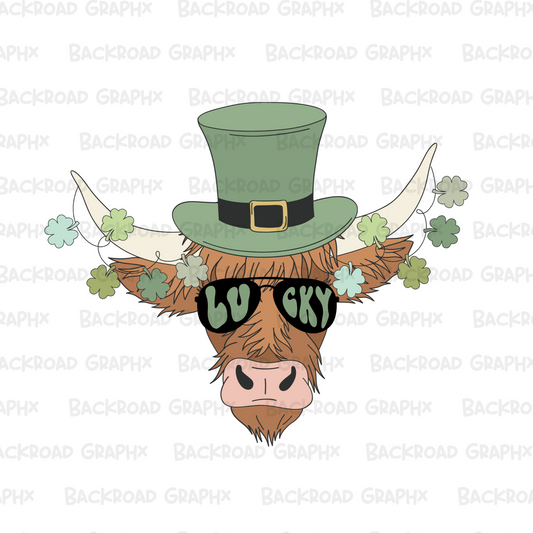 St. Patrick's Lucky Cow Transfer Backroad Graphx Best DTF Transfers Near Me UVDTF Stickers decals embroidery swag heat transfers direct to film