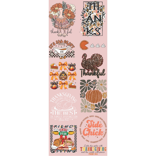 Thanksgiving 2024 Premade Gangsheet Backroad Graphx Best DTF Transfers Near Me UVDTF Stickers decals embroidery swag heat transfers direct to film