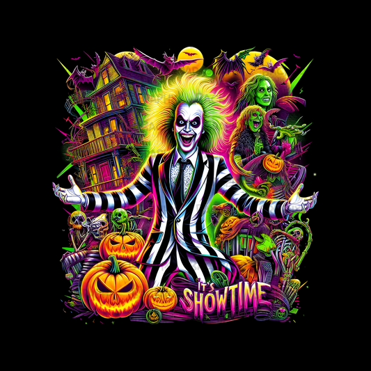 Beetlejuice It's Showtime Scene Transfer Backroad Graphx Best DTF Transfers Near Me UVDTF Stickers decals embroidery swag heat transfers direct to film
