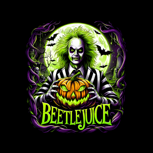 Beetlejuice Jack-o-lantern Halloween Transfer Backroad Graphx Best DTF Transfers Near Me UVDTF Stickers decals embroidery swag heat transfers direct to film