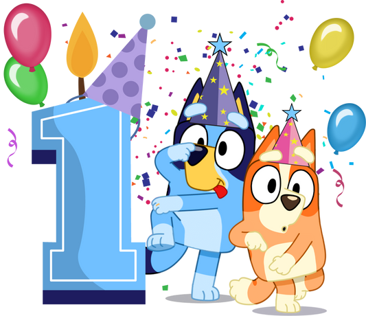 Bluey Birthday Transfer Backroad Graphx Best DTF Transfers Near Me UVDTF Stickers decals embroidery swag heat transfers direct to film