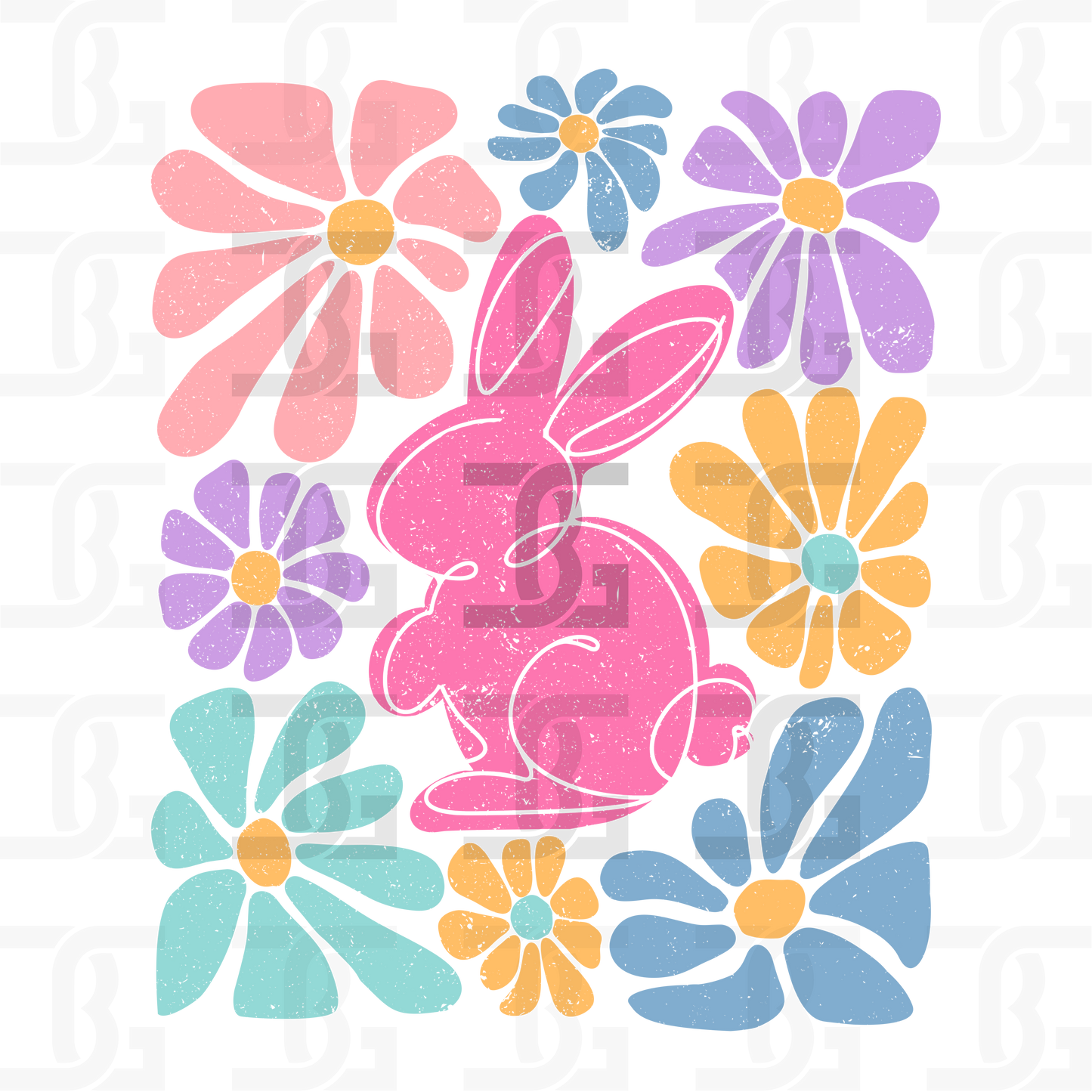 Floral Bunny Transfer