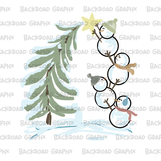 Snowmen tree star transfer Backroad Graphx Best DTF Transfers Near Me UVDTF Stickers decals embroidery swag heat transfers direct to film
