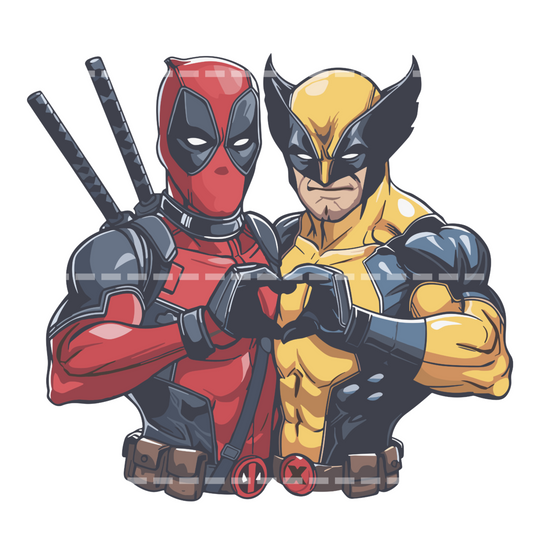 Deadpool and Wolverine heart hands Backroad Graphx Best DTF Transfers Near Me UVDTF Stickers decals embroidery swag heat transfers direct to film