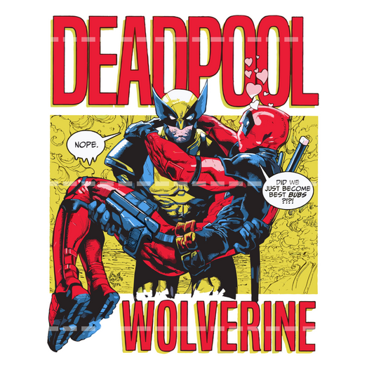 Deadpool and Wolverine Best Friends Backroad Graphx Best DTF Transfers Near Me UVDTF Stickers decals embroidery swag heat transfers direct to film