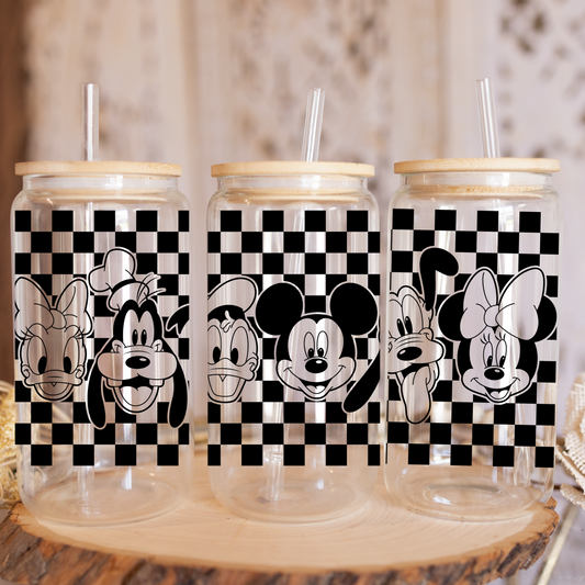 Mickey & Friends Glass Libbey Cup Backroad Graphx Best DTF Transfers Near Me UVDTF Stickers decals embroidery swag heat transfers direct to film