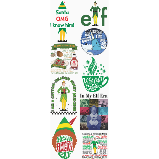 ELF Movie Premade Gangsheet Backroad Graphx Best DTF Transfers Near Me UVDTF Stickers decals embroidery swag heat transfers direct to film