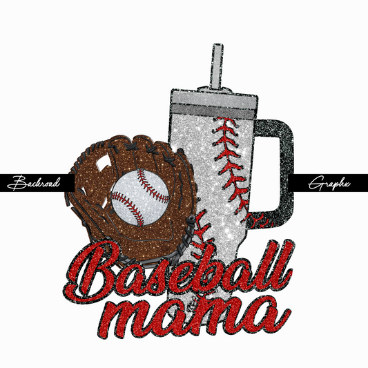 Glitter Baseball Mama Transfer
