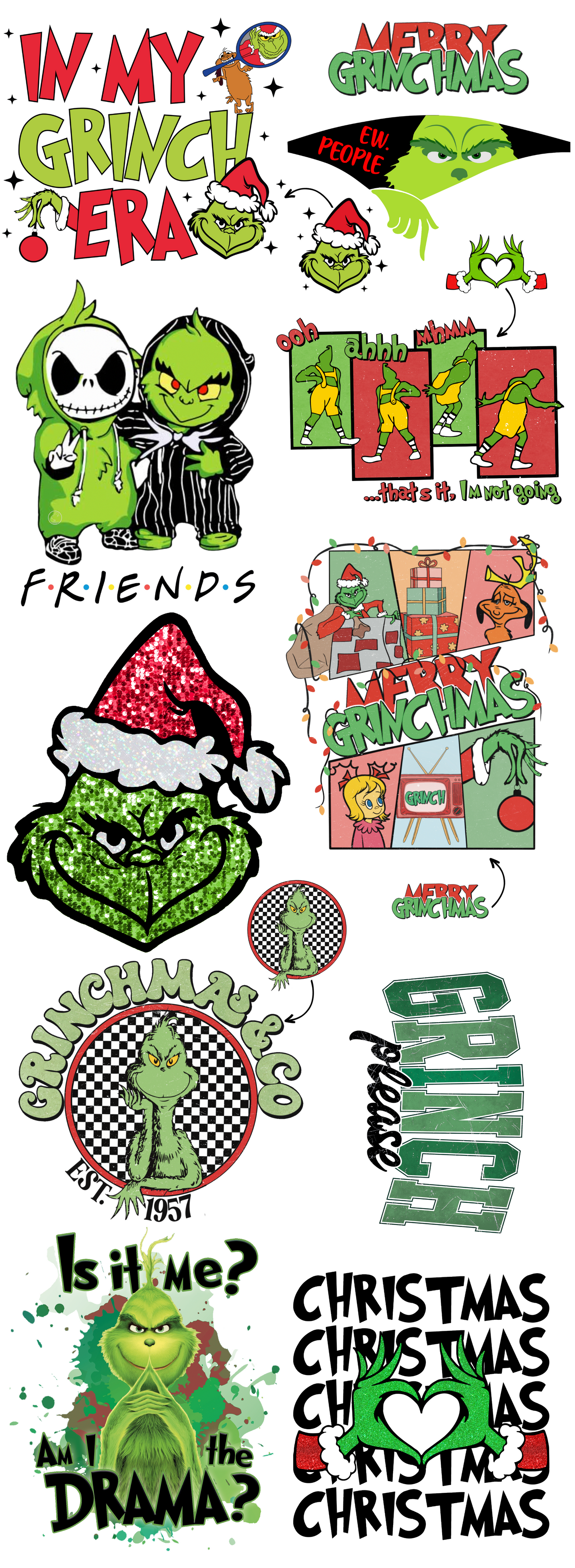 Grinch Pre-made Gangsheet Backroad Graphx Best DTF Transfers Near Me UVDTF Stickers decals embroidery swag heat transfers direct to film