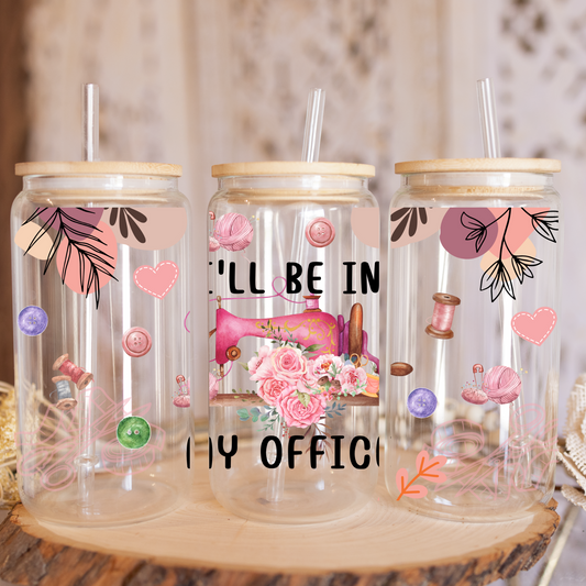 Sewing Office Glass Libbey Cup Backroad Graphx Best DTF Transfers Near Me UVDTF Stickers decals embroidery swag heat transfers direct to film