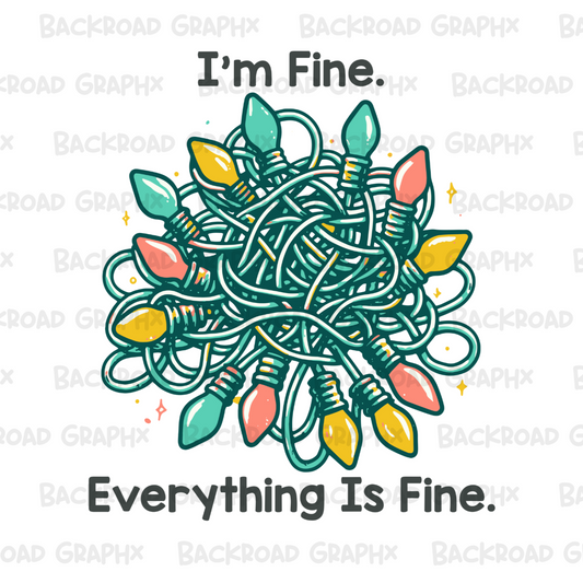 Everything Is Fine Christmas Transfer Backroad Graphx Best DTF Transfers Near Me UVDTF Stickers decals embroidery swag heat transfers direct to film