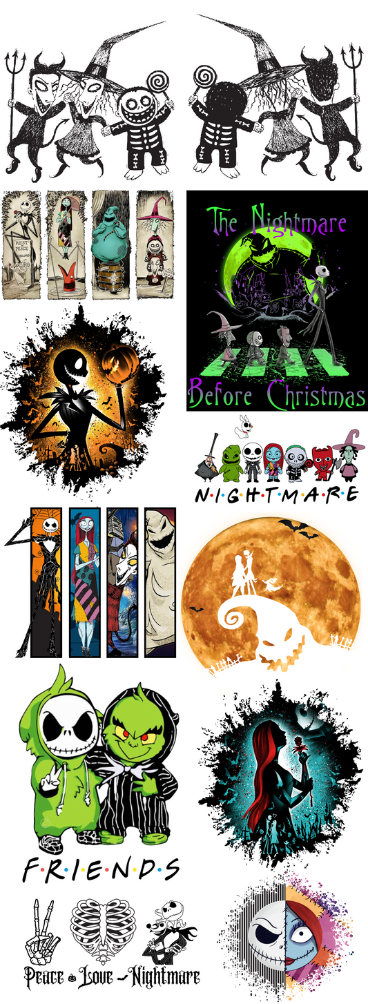 Nightmare before Christmas Pre-made Gangsheets NBC #1 Backroad Graphx Best DTF Transfers Near Me UVDTF Stickers decals embroidery swag heat transfers direct to film