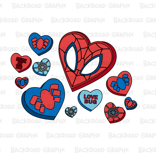 Valentines Spiderman Hearts Transfer