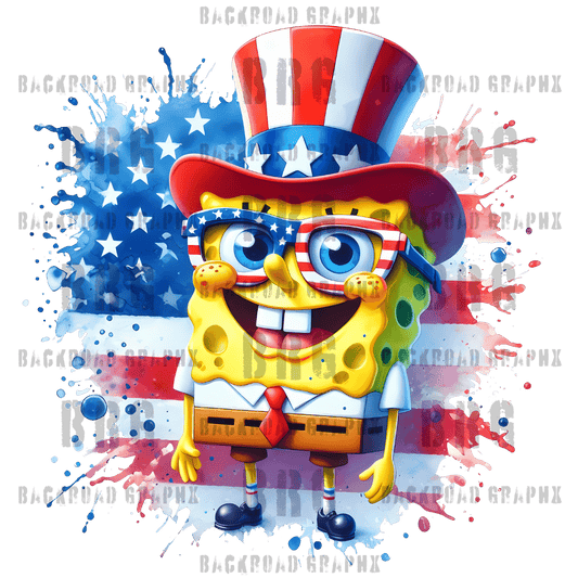 Patriotic Spongebob Backroad Graphx Best DTF Transfers Near Me UVDTF Stickers decals embroidery swag heat transfers direct to film