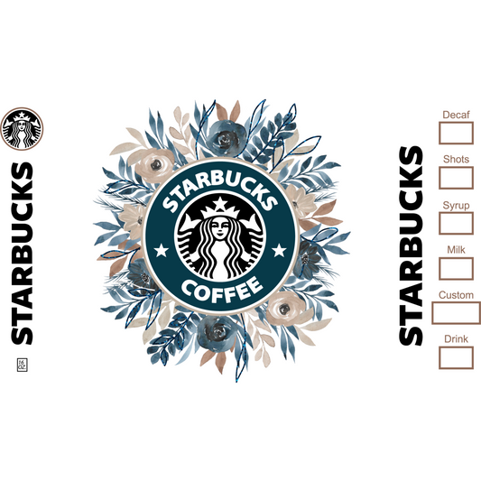 Blue Starbucks Cup Wrap Backroad Graphx Best DTF Transfers Near Me UVDTF Stickers decals embroidery swag heat transfers direct to film