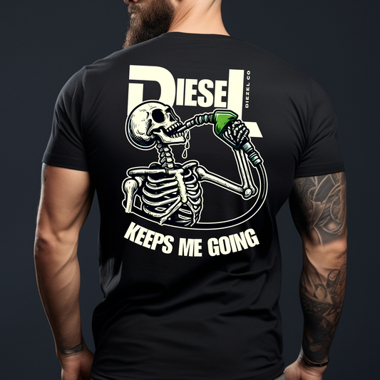 Diesel Keeps Me Going Tee Backroad Graphx Best DTF Transfers Near Me UVDTF Stickers decals embroidery swag heat transfers direct to film